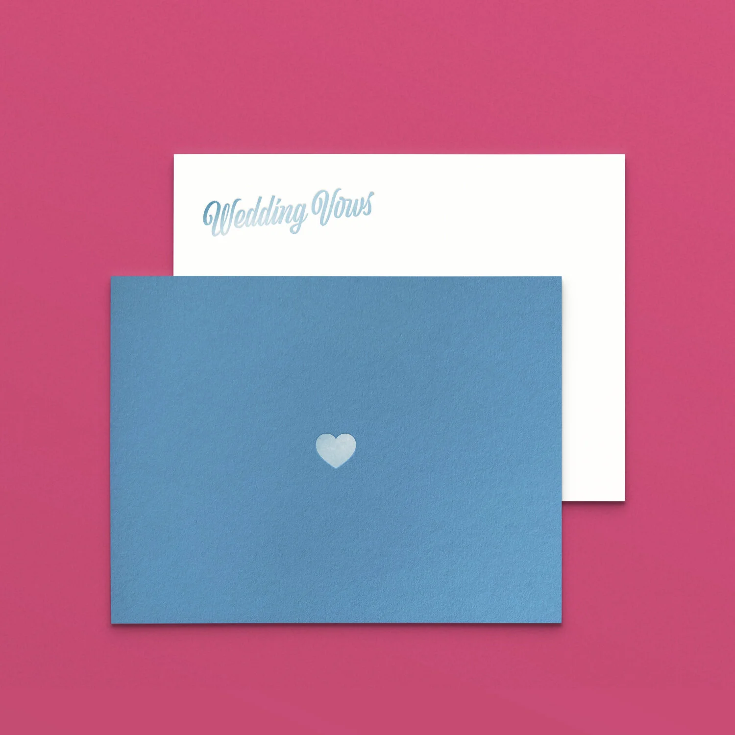 Wedding Vows card front & back Dusty Blue