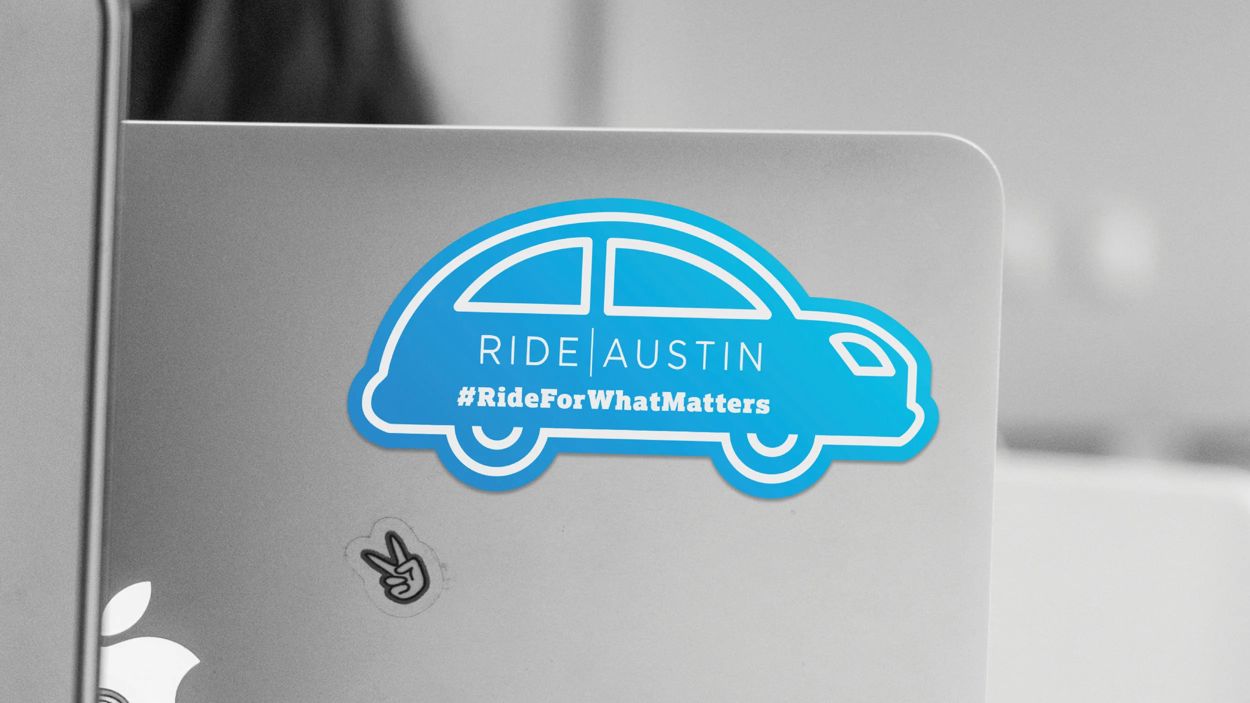 We designed custom stickers for RideAustin to pass out at events.