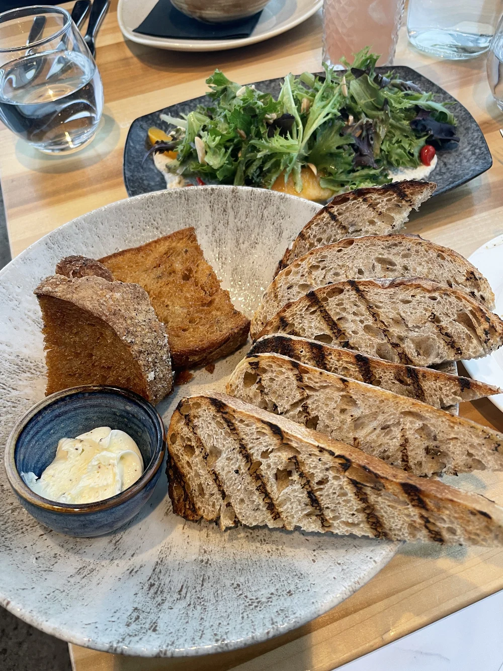 Grilled sourdough at Sky Bistro