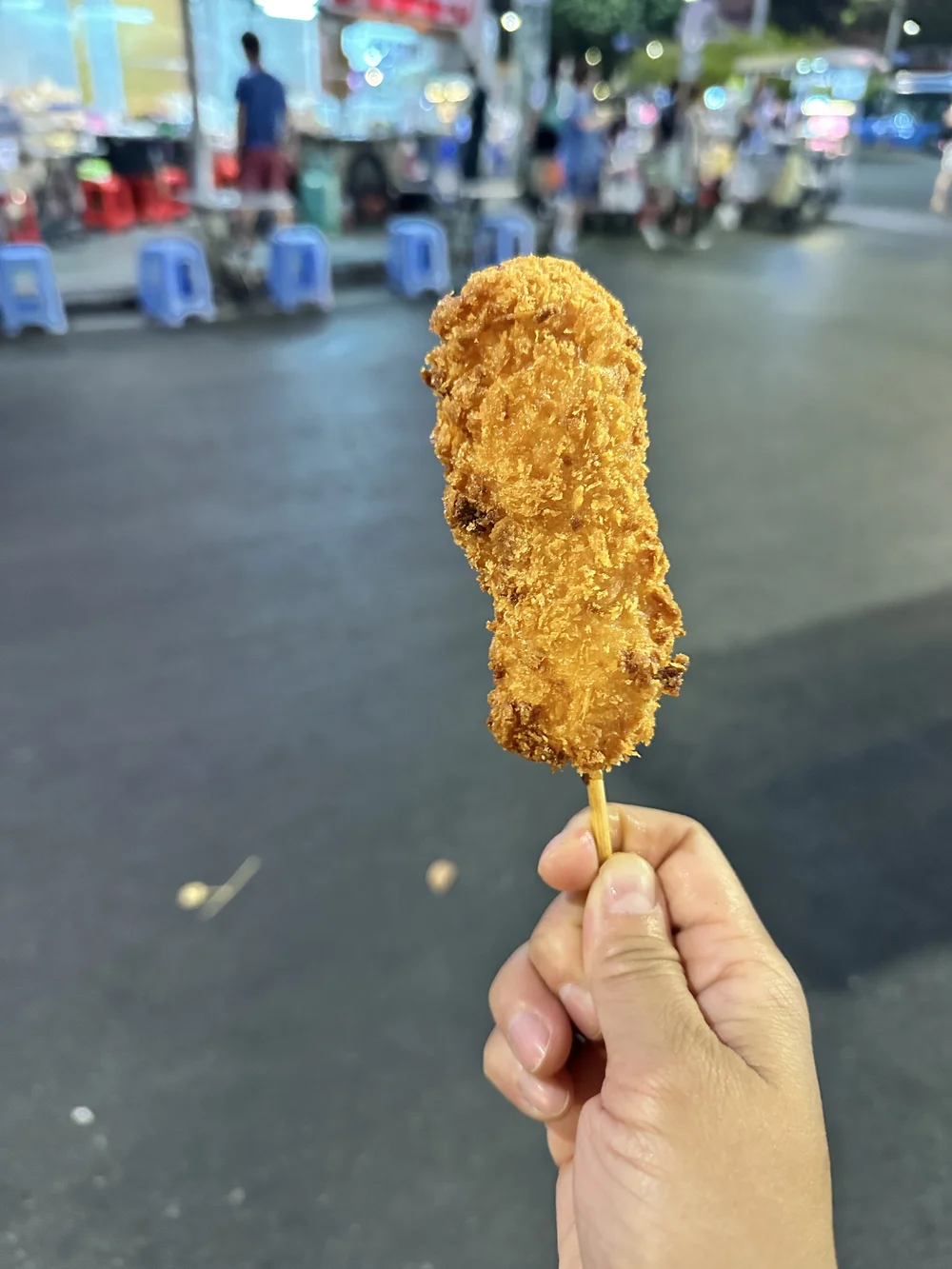 Corn dog-ish street food at the Night Market