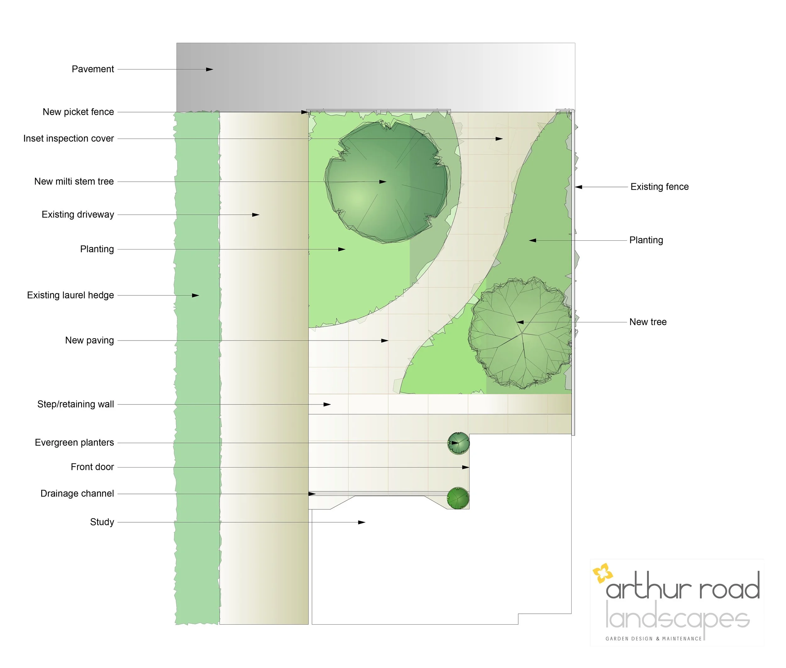 Raynes Park front garden design Masterplan