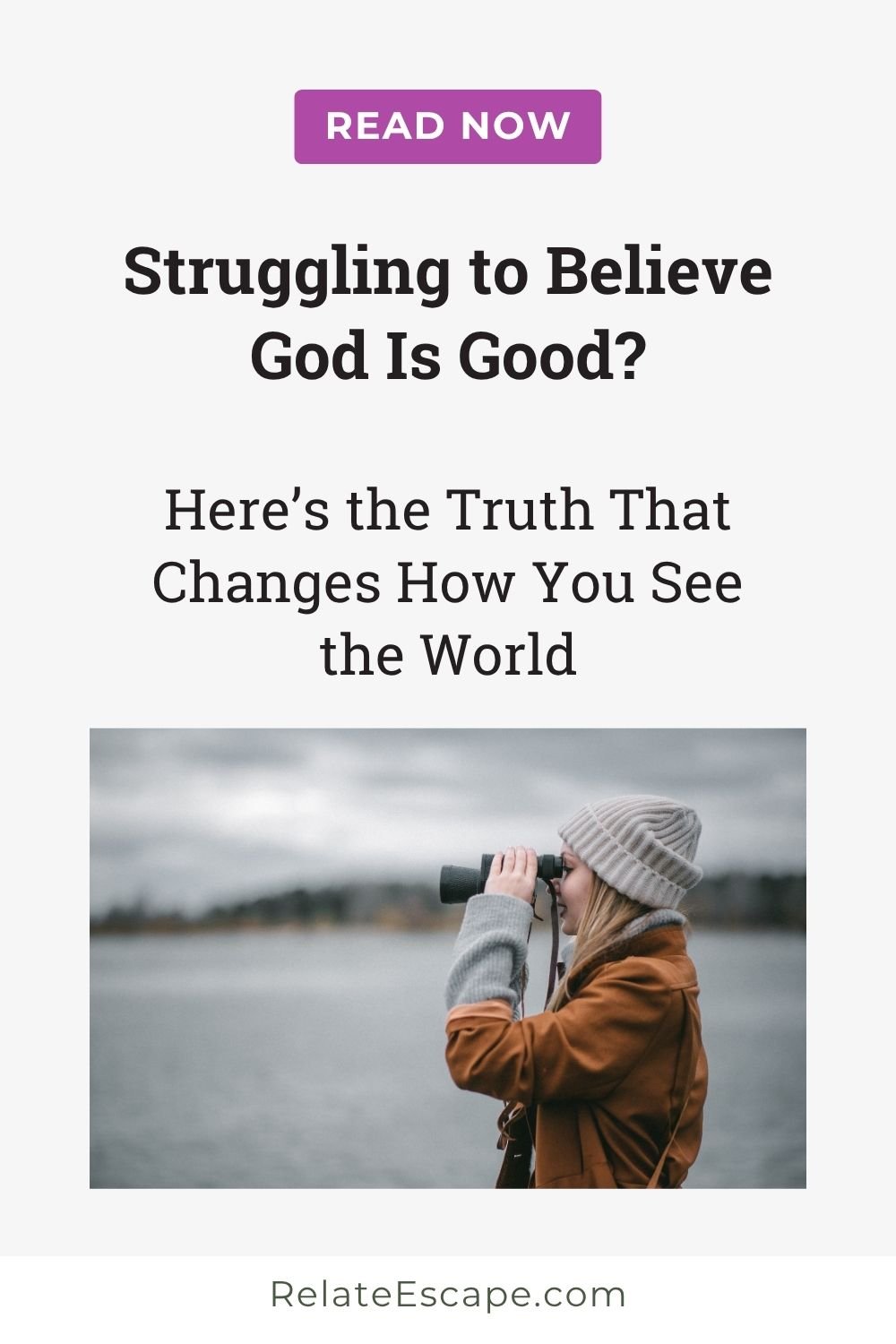 Pinterest pin with blog post title and a young woman looking through binoculars