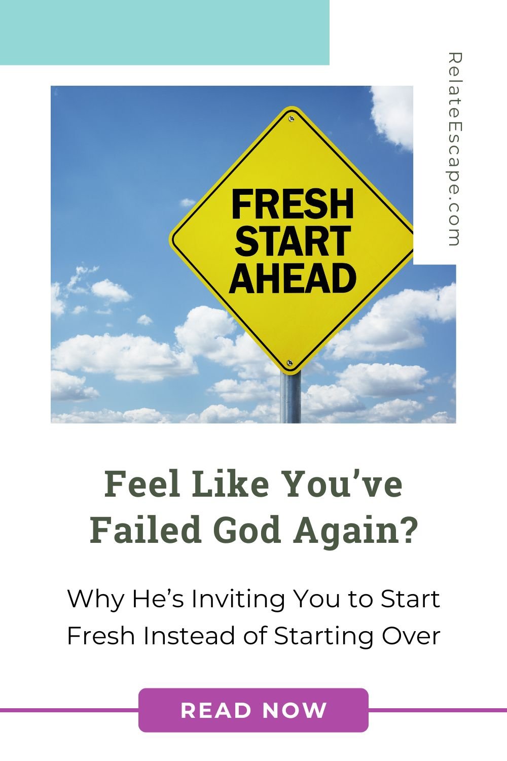 Pinterest pin with blog post title and a yellow road sign that says "Fresh start ahead"
