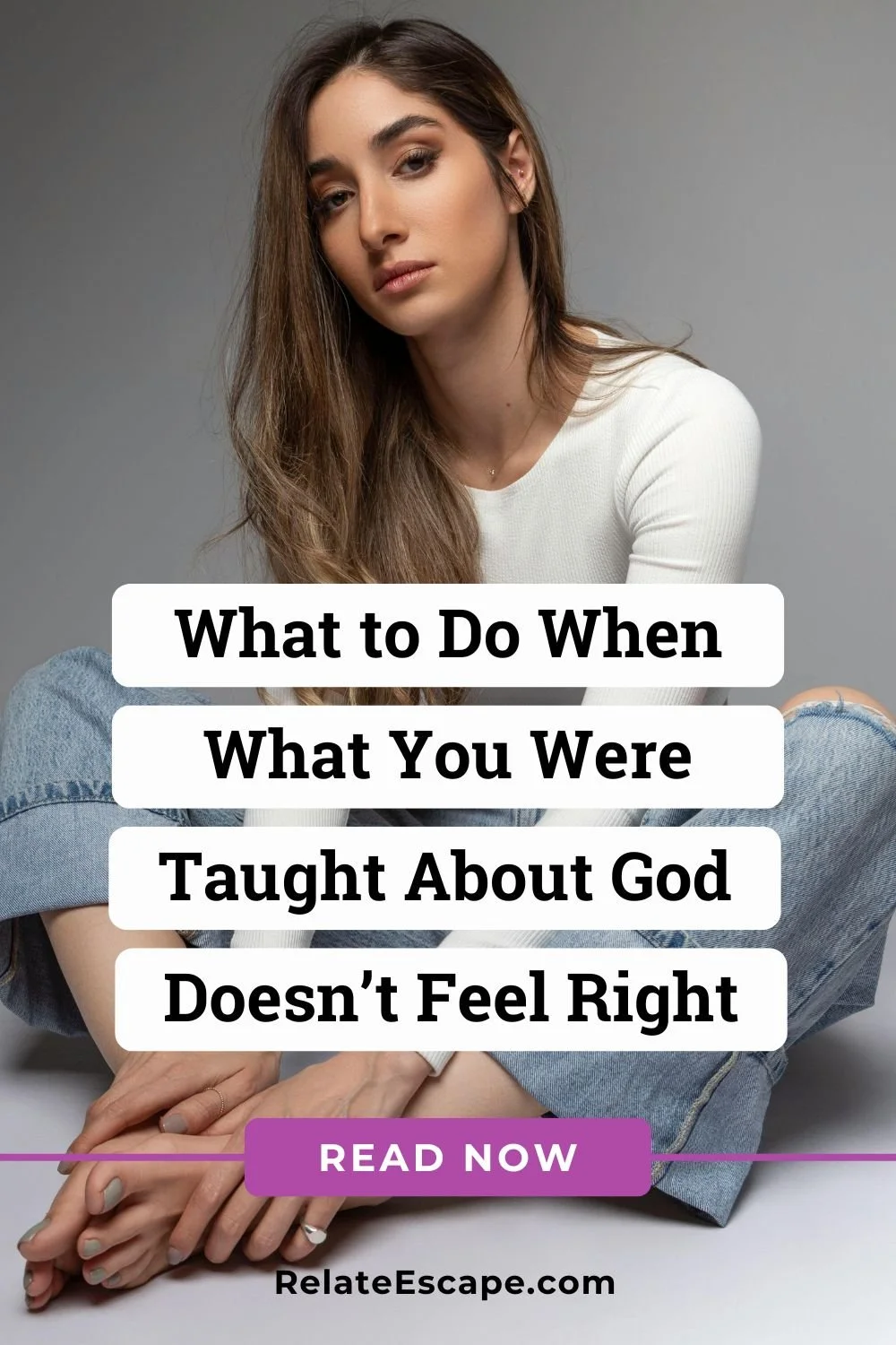 Pinterest pin with version of blog post title and a young woman sitting on the floor looking thoughtful