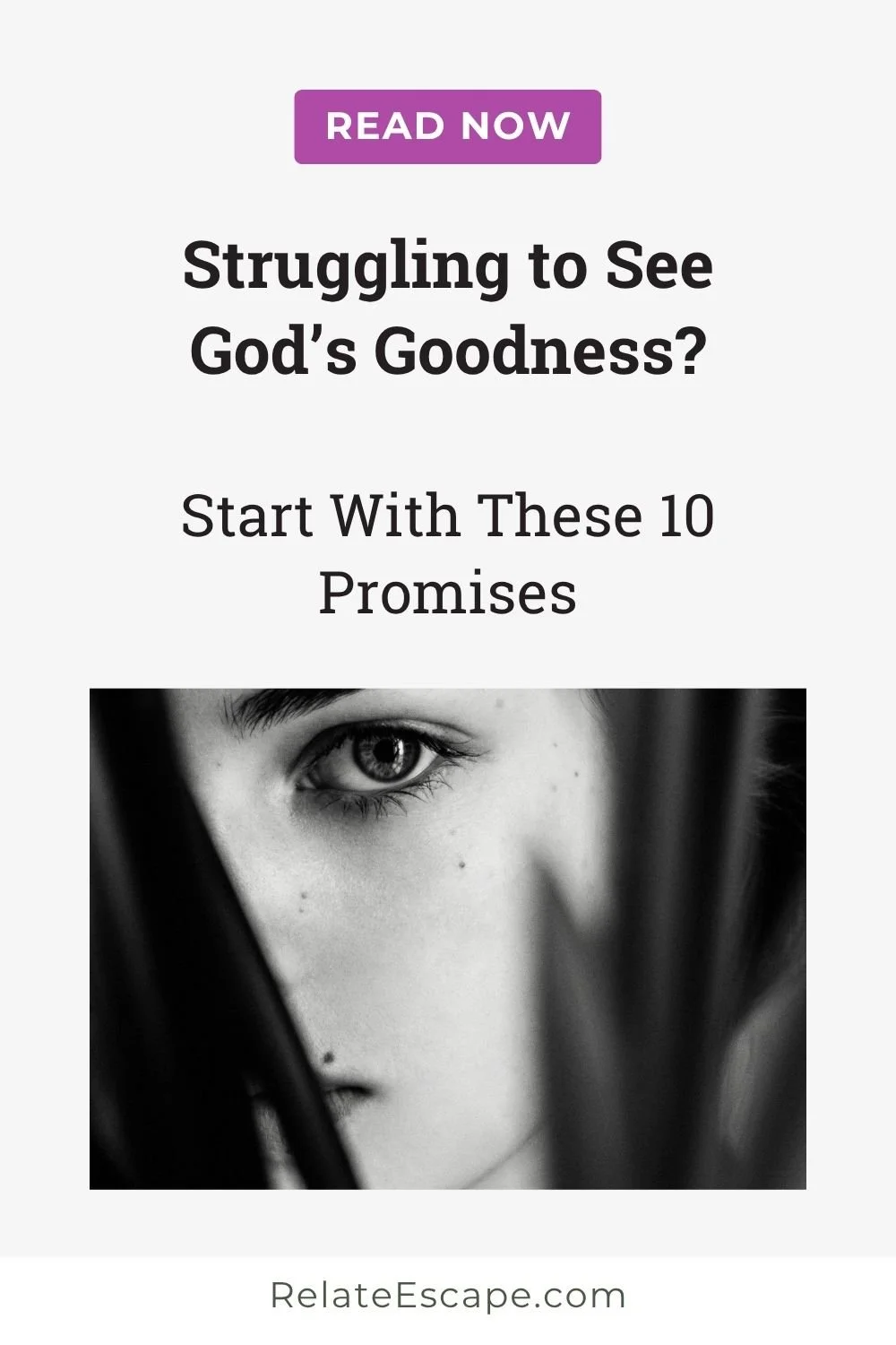 Pinterest pin with variation of blog post title and a close-up of a woman's eyes