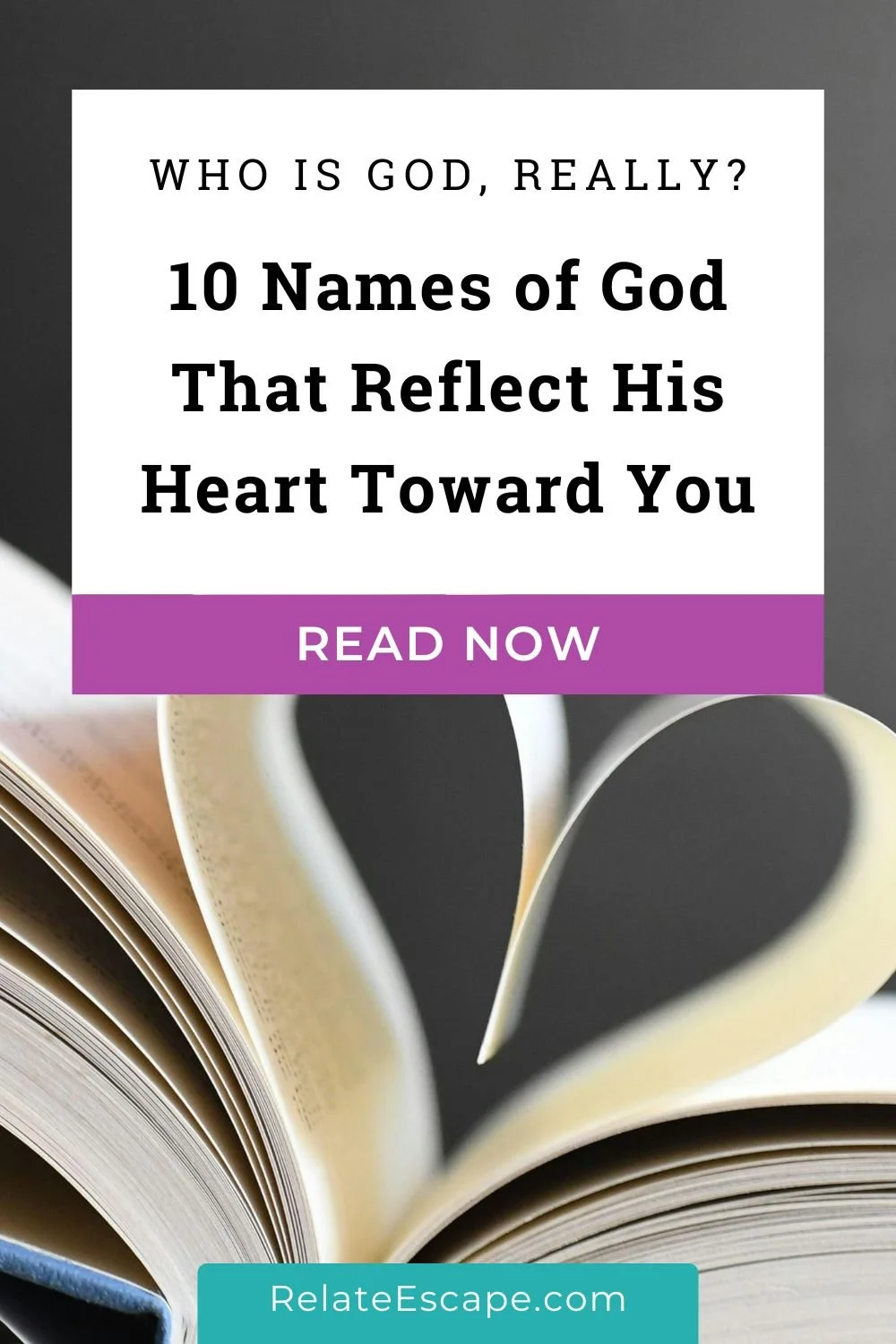 Pinterest pin with blog post title and two pages of a book creating a heart shape