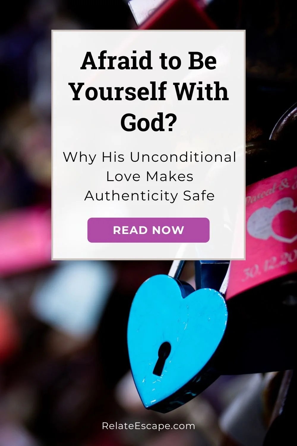 Pinterest pin with blog post title and image of a heart-shaped lock