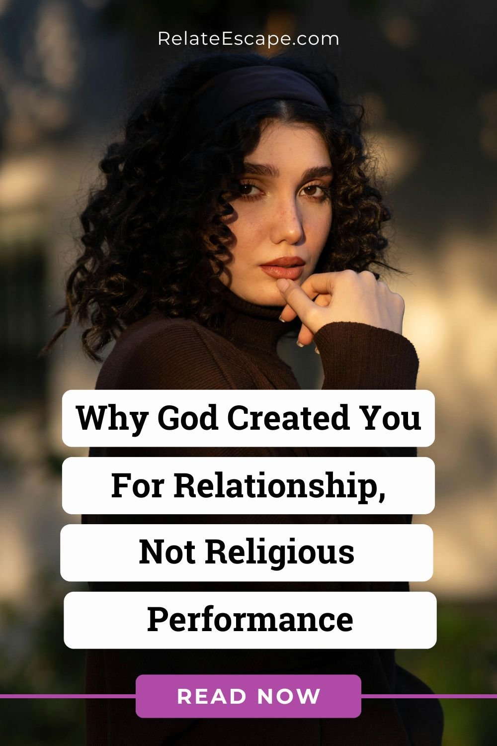 Pinterest pin with variation of blog post title and image of a young woman against a dark background