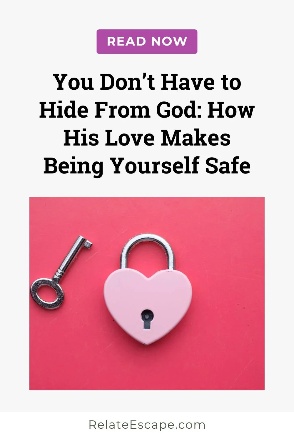 Pinterest pin with variation of blog post title and an image of a heart-shaped lock with a key