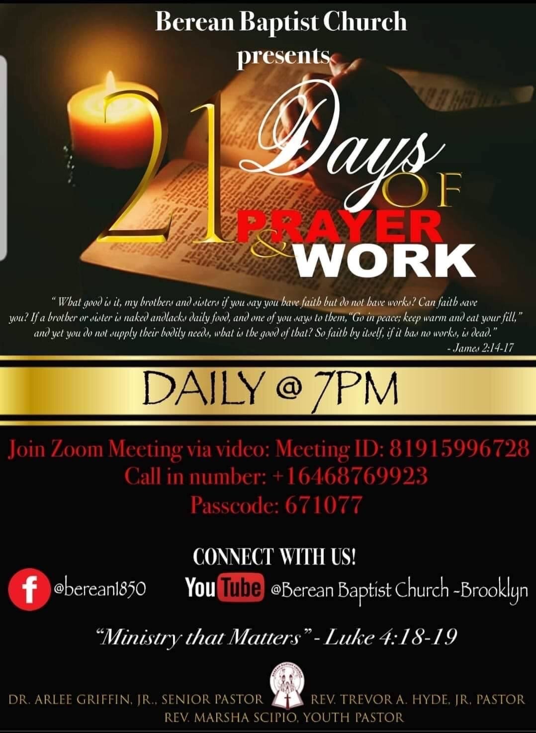 PRAYER &amp; WORKS FELLOWSHIP ON ZOOM