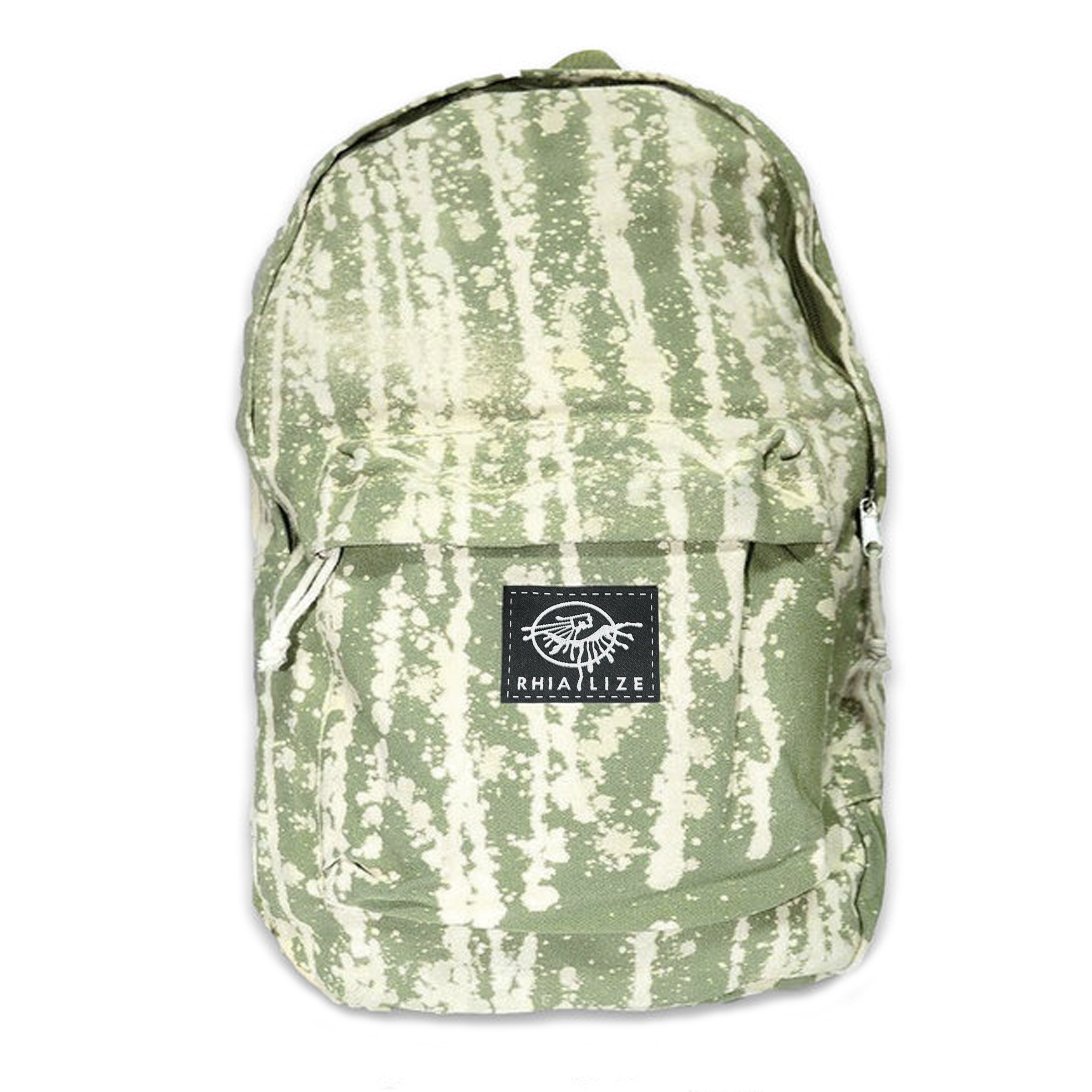 Rhialize-Bleach-Dripped-Green-Backpack-Front.jpg