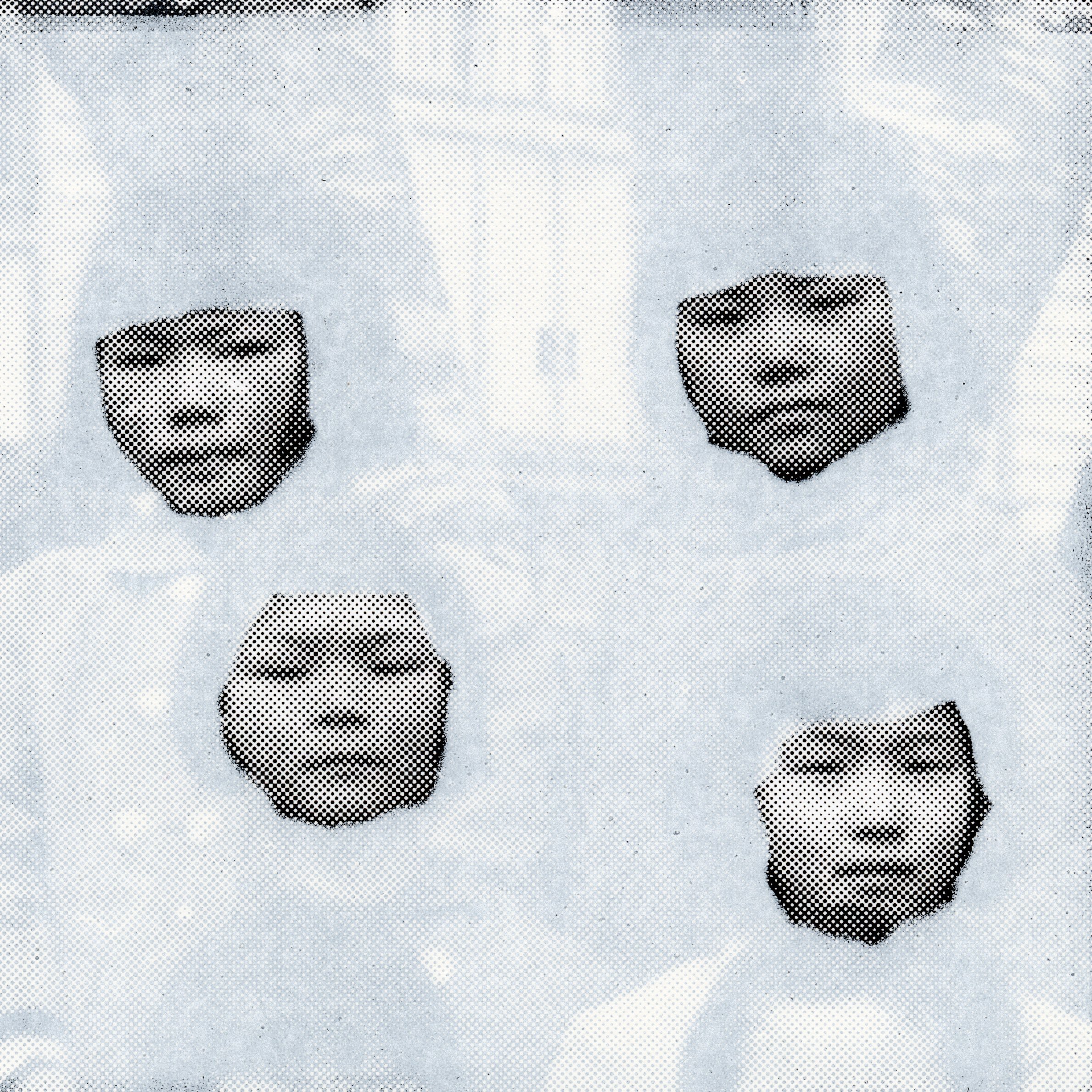   Nakagin Capsule Girls 01 , 2023, Akua monotype on pigment print, 8x8. 