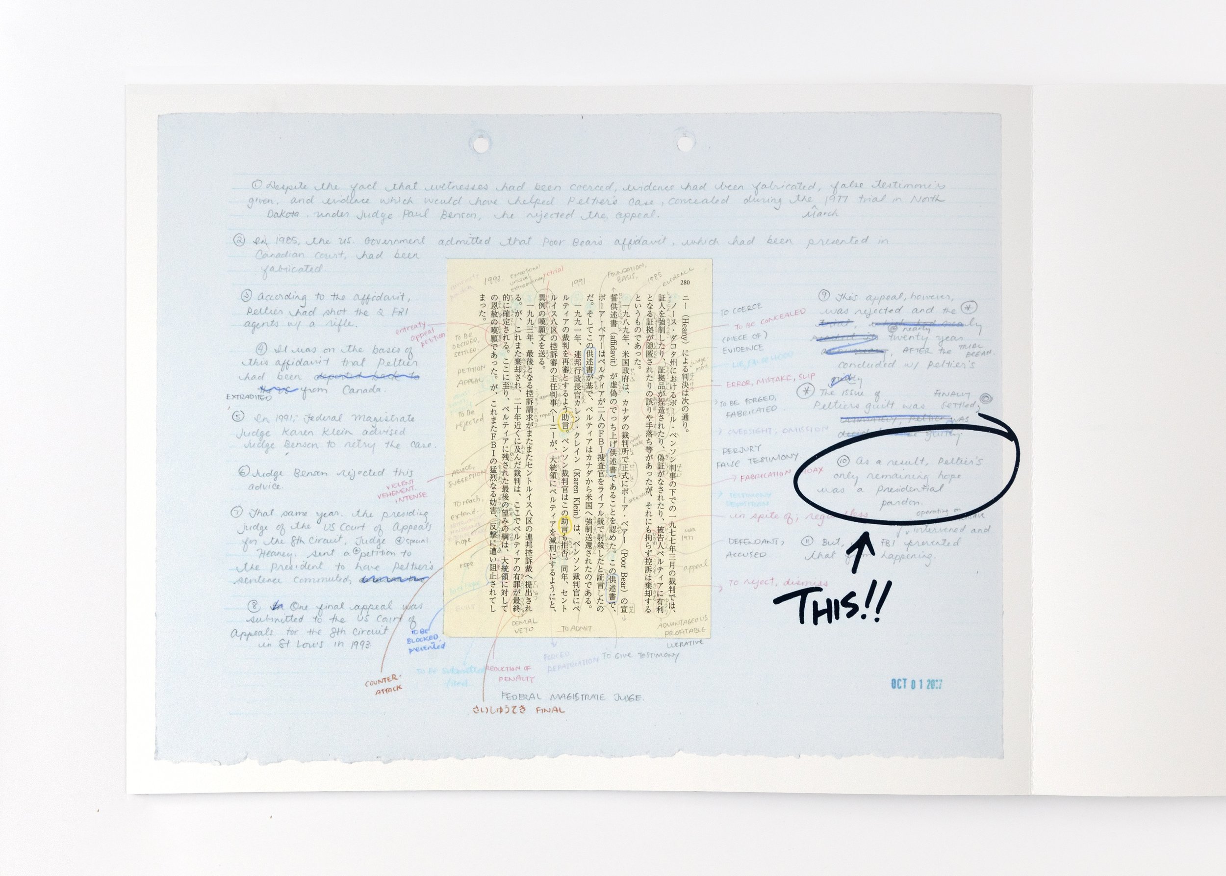   To Send a Telegram , 2023, 40-page, digitally printed, hand-bound, softcover drum-leaf artist book with screen-printed and collaged elements, 11x14. Edition of 12 with 2 APs. 