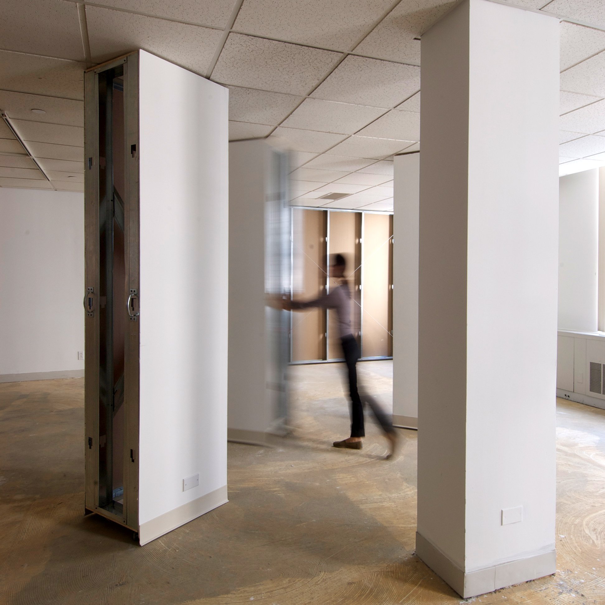   Untitled (columns) , 2010, mixed media participatory installation, 18x24x96 each. 