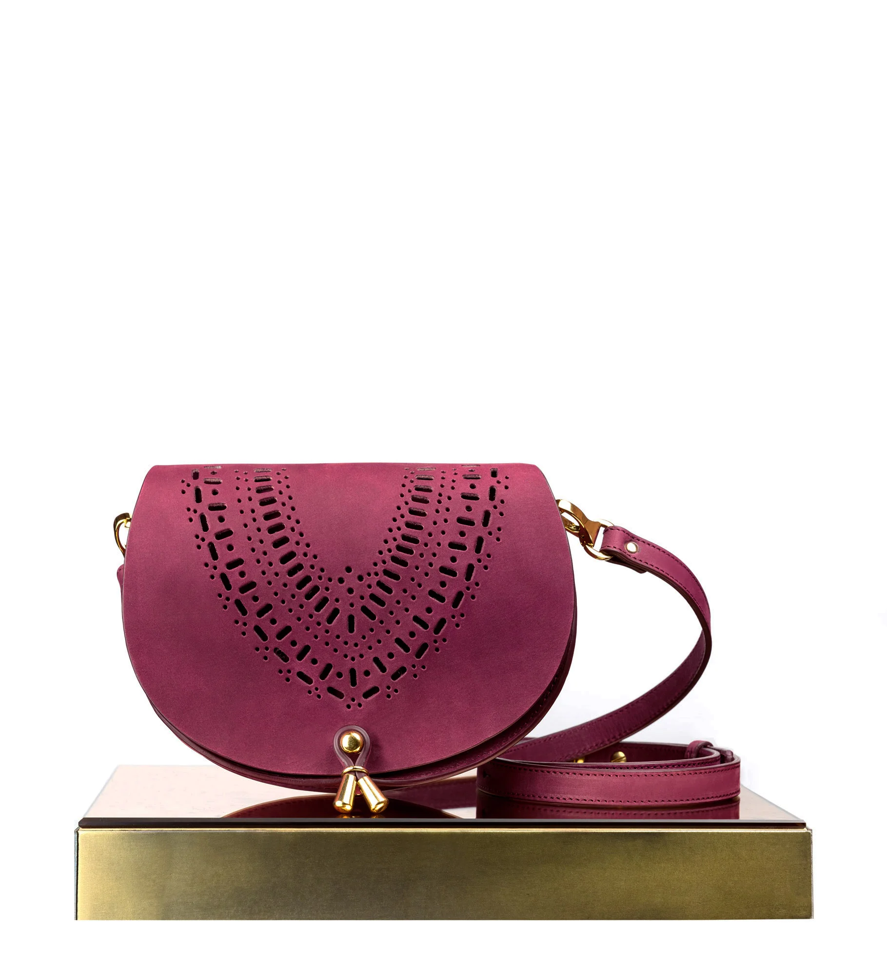 Digerolamo Woman's designer bag - Sofia Small Saddle Purse - Red Crossbody Bag Made in Italy