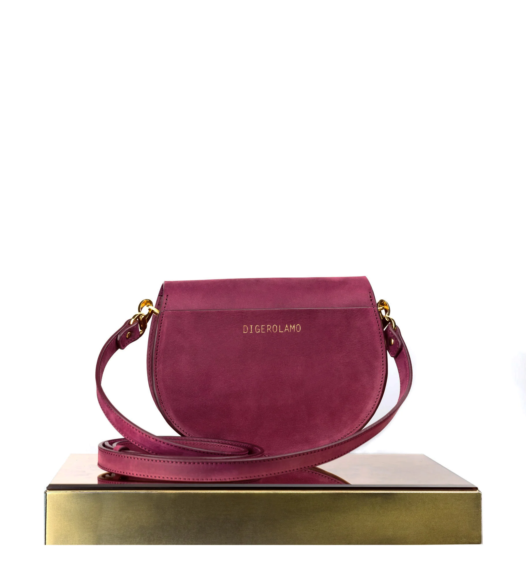 Digerolamo Woman's designer bag - Sofia Small Saddle Purse - Red Crossbody Bag Made in Italy