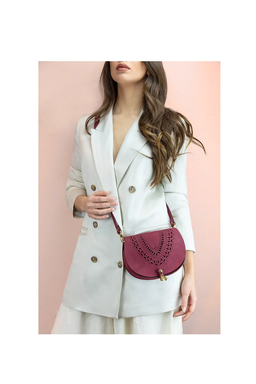 Digerolamo Woman's designer bag - Sofia Small Saddle Purse - Red Crossbody Bag Made in Italy