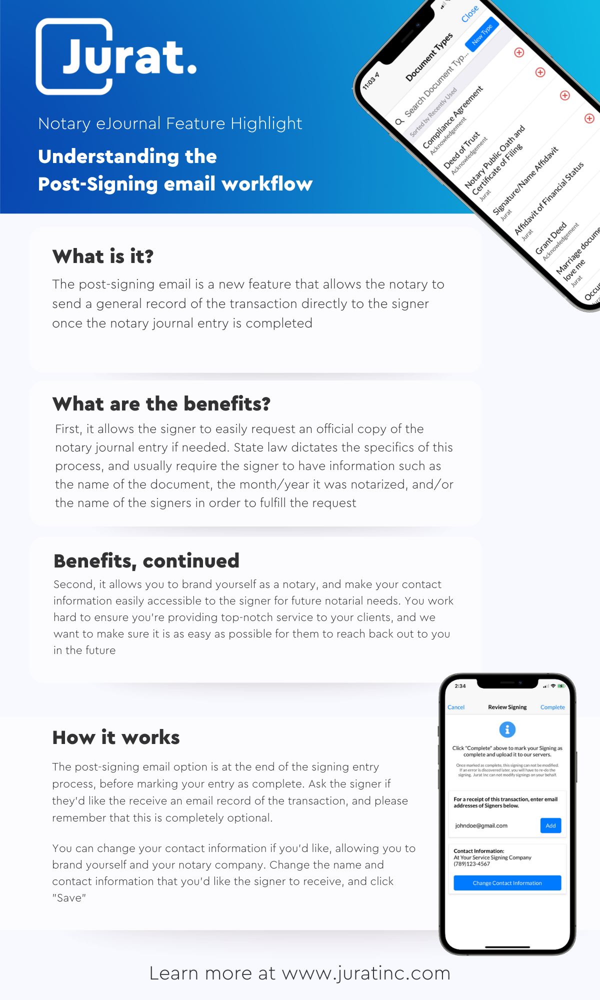 Post-signing email workflow — Jurat Inc
