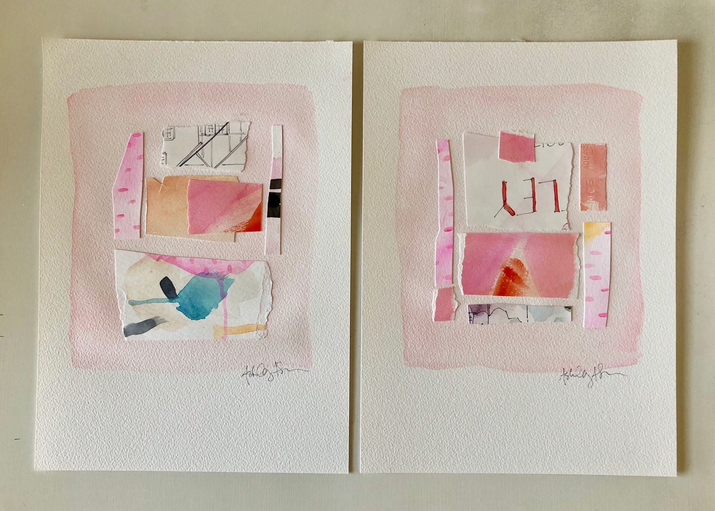 watercolor collage on paper