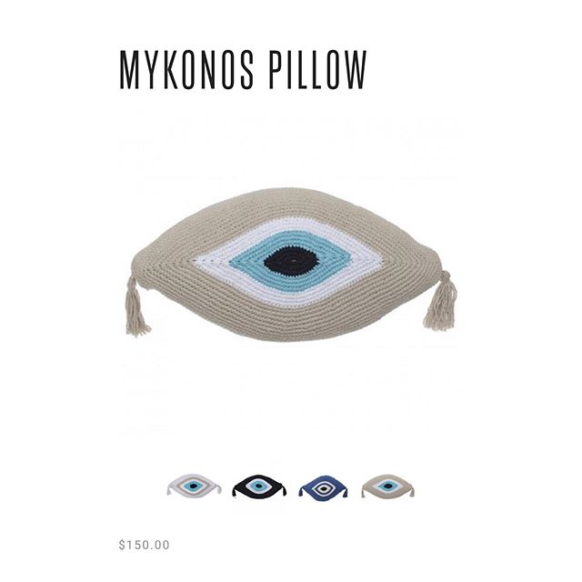 THE pillow. 
Straight from Mykonos. 
On sale now, and shipping from NYC. .
.
.
🧿 #stayprotected
Shop this, and more at :
www.matimatistudio.com
.
.
.
#islandstyle #homedecor #stayprotected #evileyepillow #mykonosvibes #summerloading #mykonosshopping