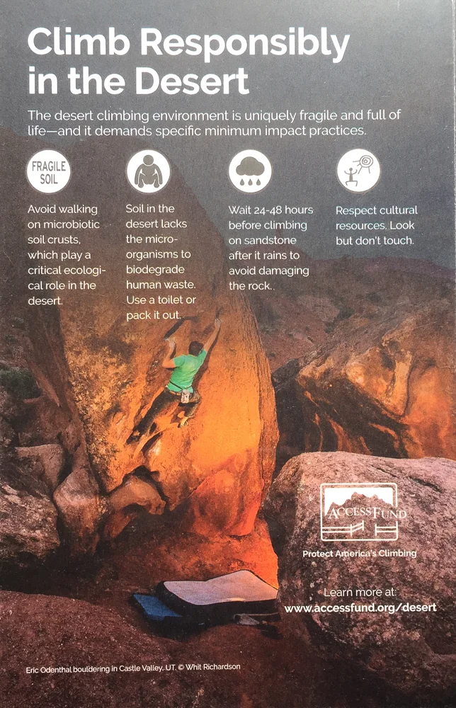 ACCESS FUND BROCHURE CLIMBER | ERIC ODENTHAL PHOTOGRAPHER | WHIT RICHARDSON MOAB | UTAH