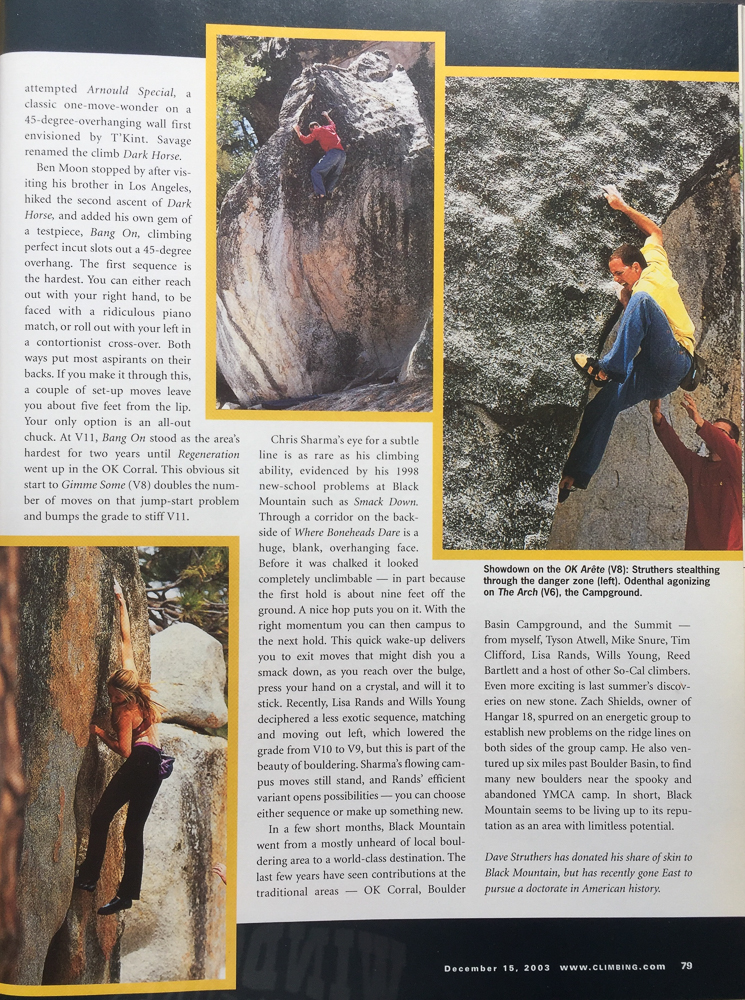 CLIMBING MAGAZINE CLIMBER (RIGHT) | ERIC ODENTHAL PHOTOGRAPHER | JIM THORNBURG BLACK MOUNTAIN | CALIFORNIA