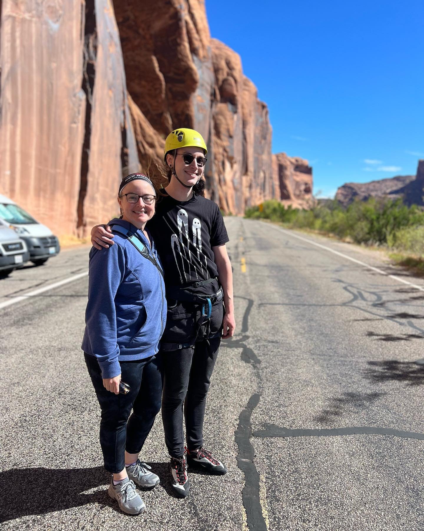 Erica and Jack (mom and son) are having the best roadtrip while visiting Moab. Jack took his indoor crack climbing skills to the desert sandstone walls. He rocked it! As I say, there is not a day of climbing in which you are not learning. The excitin
