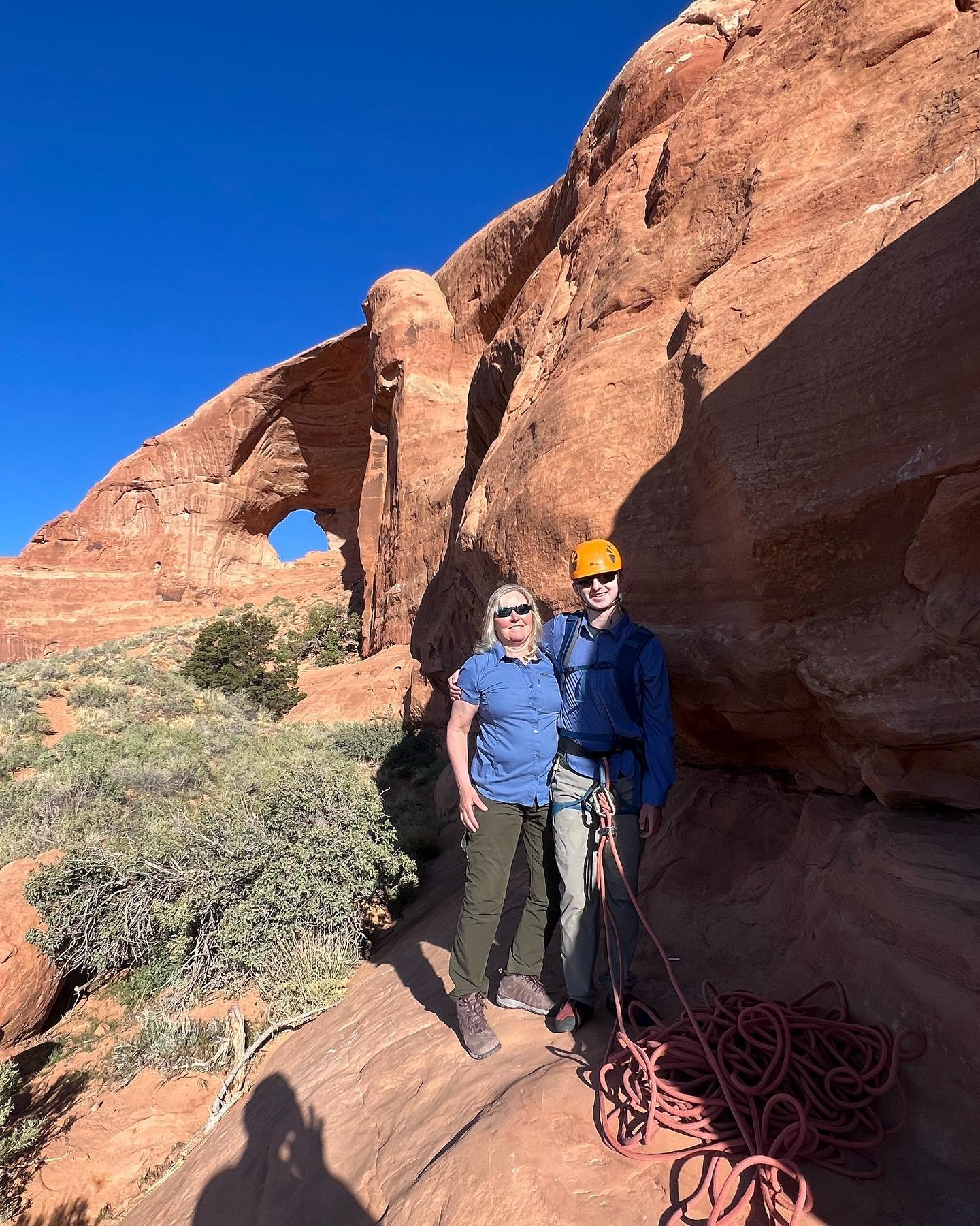 Rocking a perfect cool May morning on Looking Glass rock with James. The perfect intro multipitch rock climb and, in my opinion, the best rappel in the area. #bestofmoab #moabguideservice #moabguidedtours #moabmoabmoab #moab #rockclimbinggoals #deser
