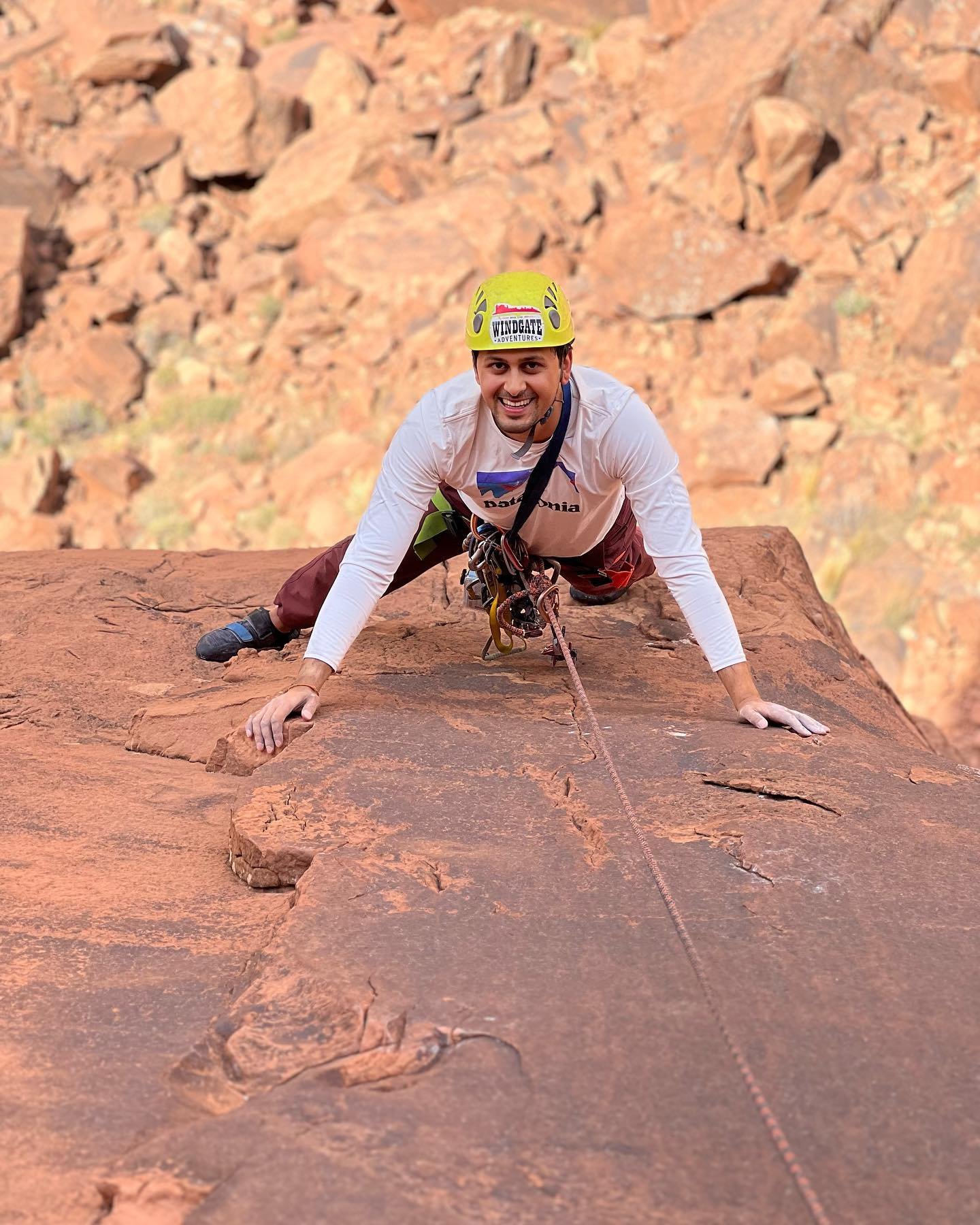 You were born to rock climb. Visit Moab and learn on some of the desert sandstone in the area. #supportlocal #supportsmallbusiness #moabguideservice #sandstone #bestofmoab #moab #windgateadventures #moabrockclimbingguideservice