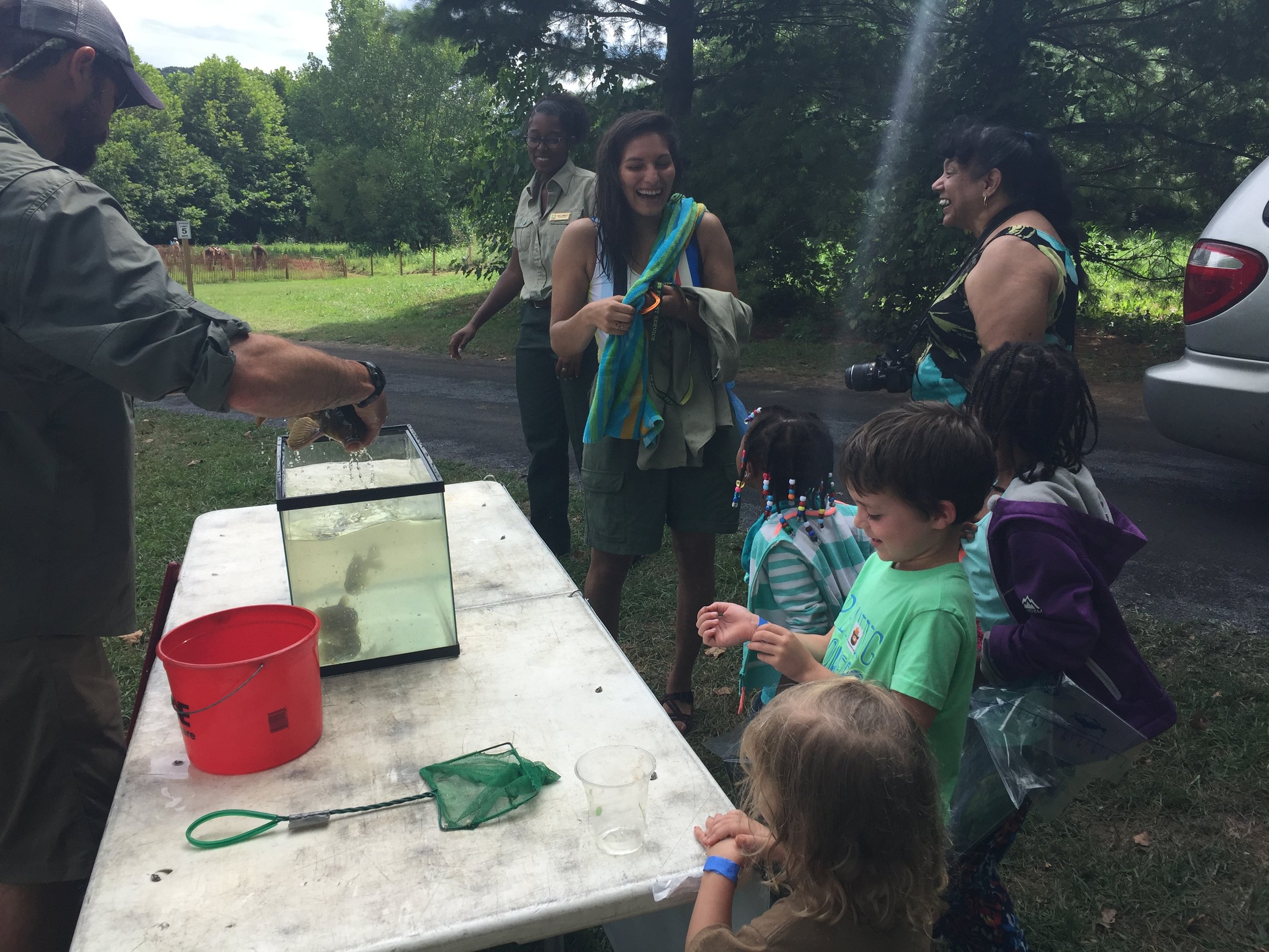 Virginia Department of Fish and Wildlife and their fish petting zoo. 