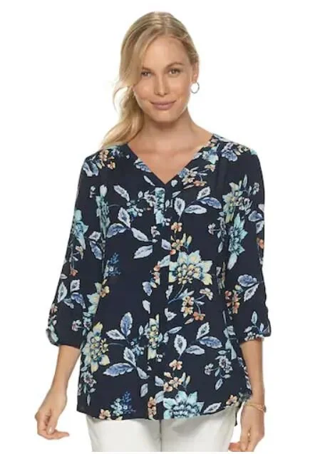 Navy Floral Woven Top.JPG