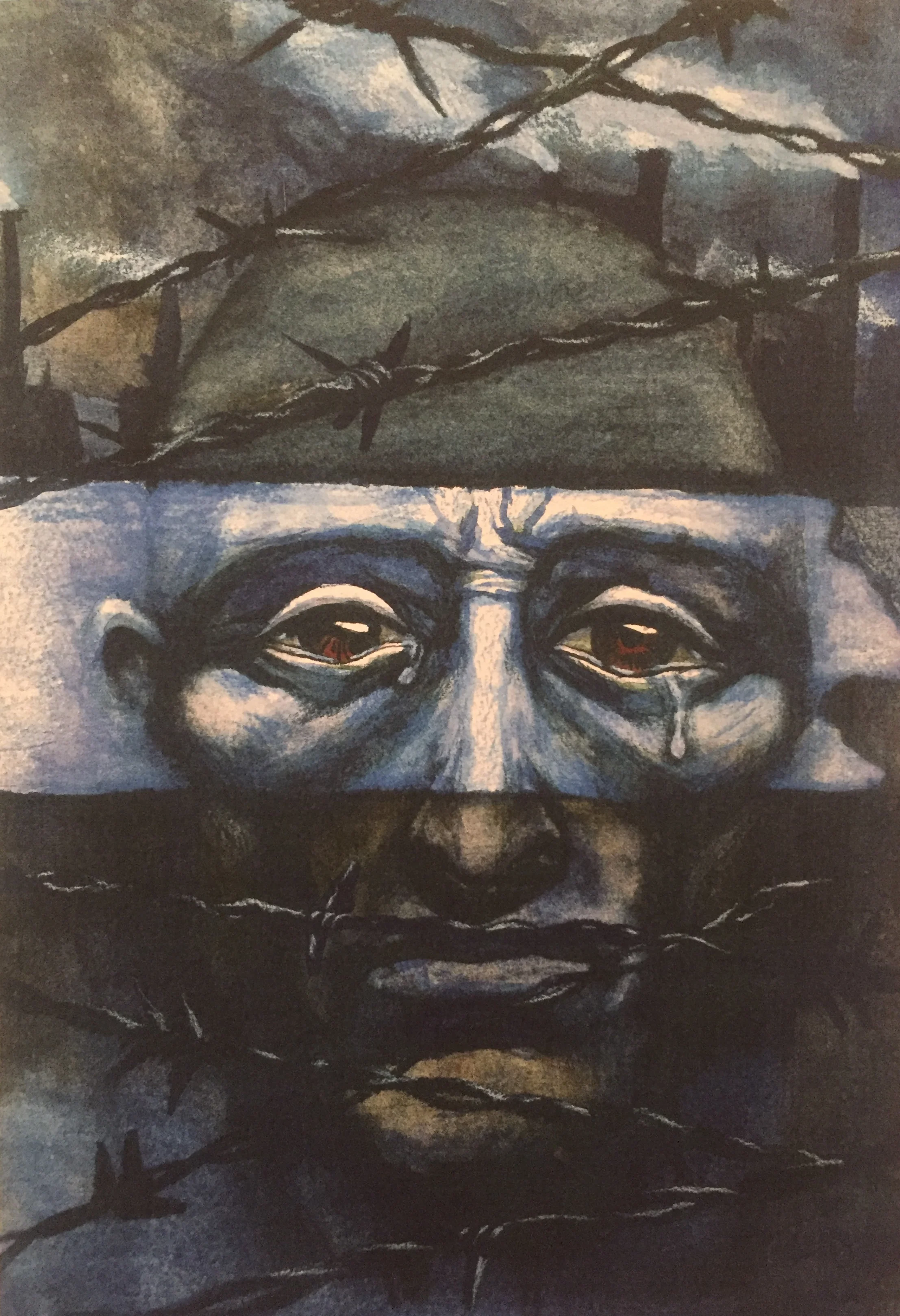 Tears of the Holocaust, Colored Pencils on Watercolor