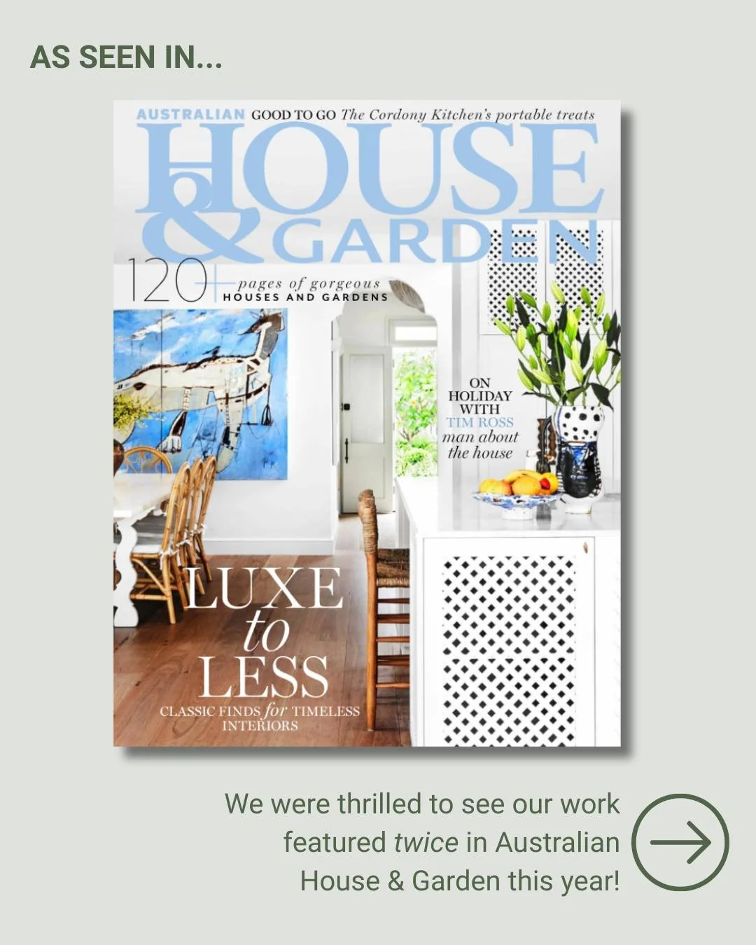 This year delivered a true 'House' &amp; 'Garden' moment for us with two Bryant Alsop projects featured in Australian House &amp; Garden (@houseandgarden).

HOUSE: 'Harrison' celebrates the beauty of a 90s Neil Clerehan house re-shaped with thought a