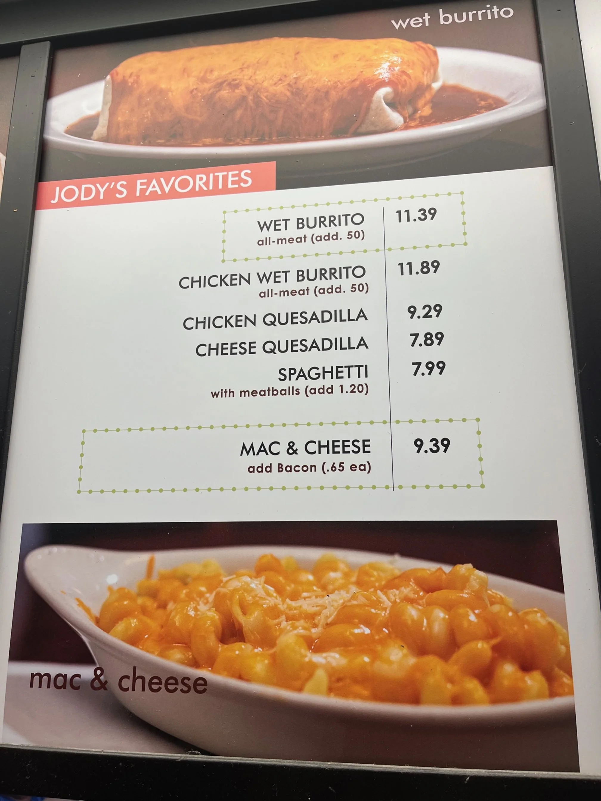Menu — Jody's Restaurant