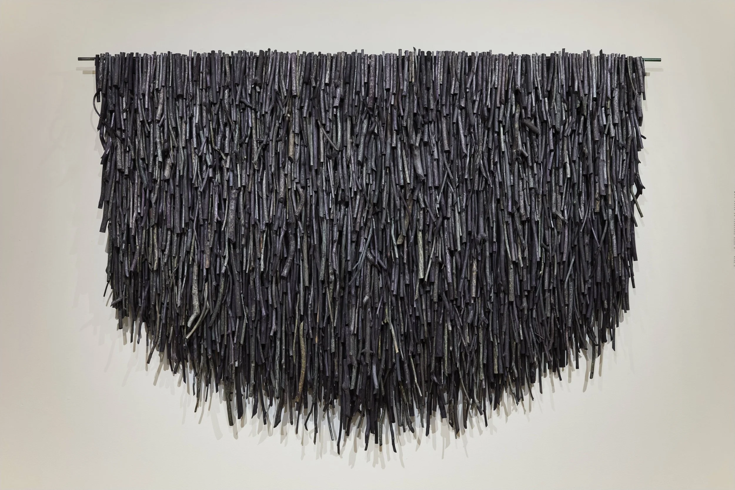   Incised , dyed beaver sticks on canvas 