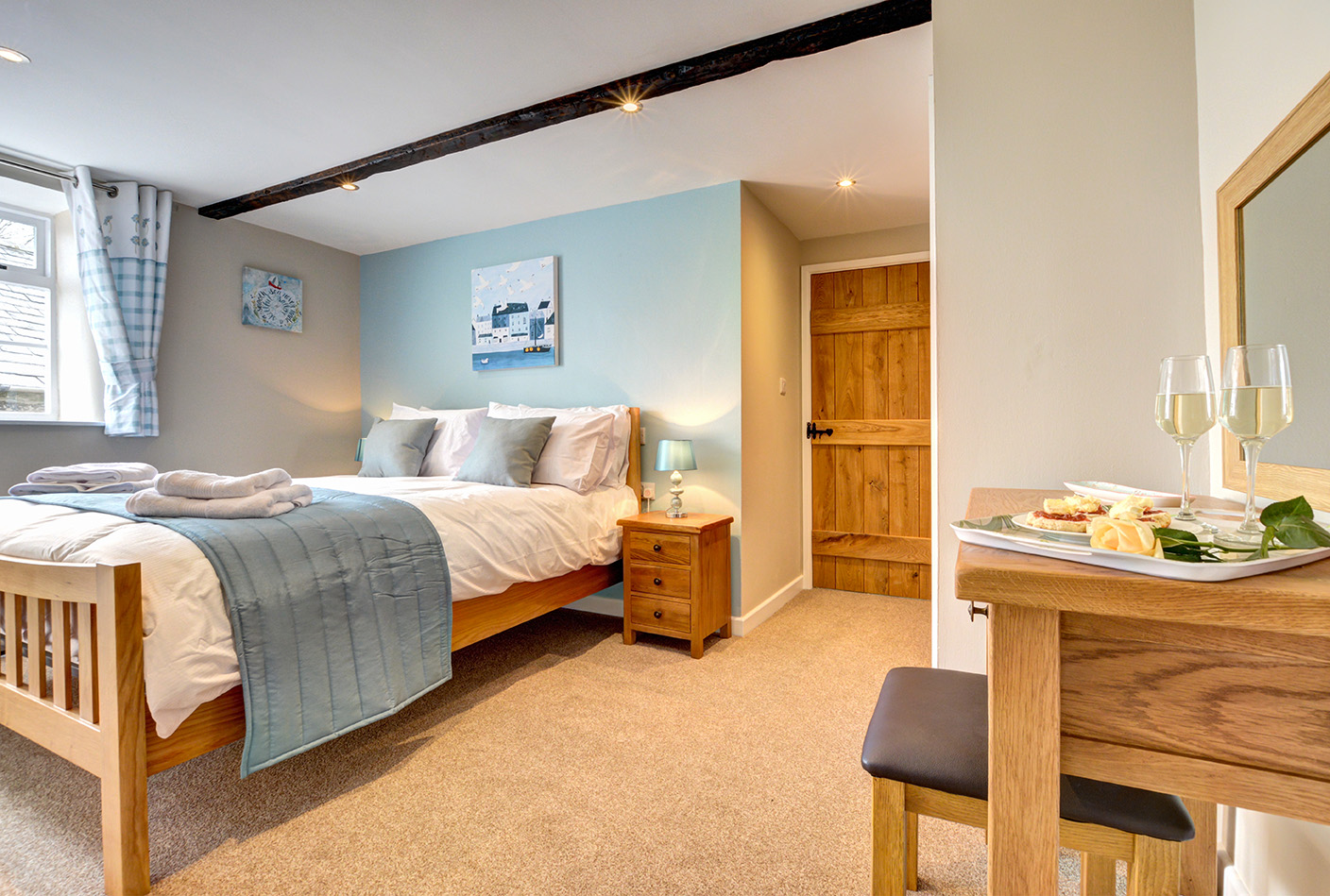 Bedroom two of Butterwell luxury self catering converted barn holiday cottage at Penrose Burden in North Cornwall 01.jpg