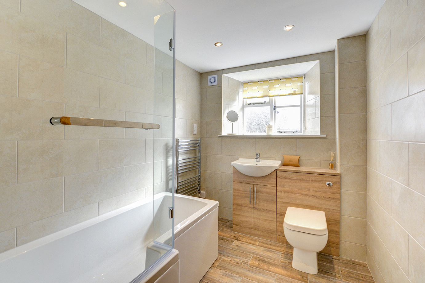 The bathroom of Butterwell luxury self catering converted barn holiday cottage at Penrose Burden in North Cornwall 01.jpg