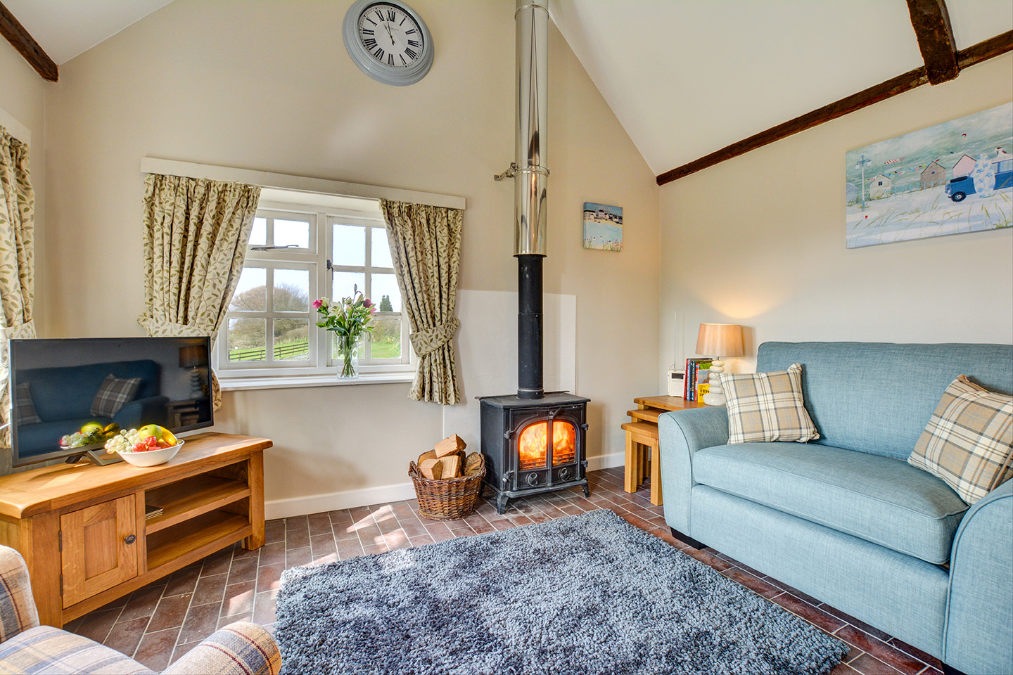 The lounge at Jingles luxury self catering holiday cottage at Penrose Burden in North Cornwall near Bodmin Moor01.jpg