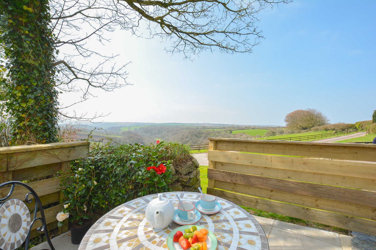 The view from the garden at Jingles luxury self catering holiday cottage at Penrose Burden in North Cornwall near Bodmin Moor03.jpg