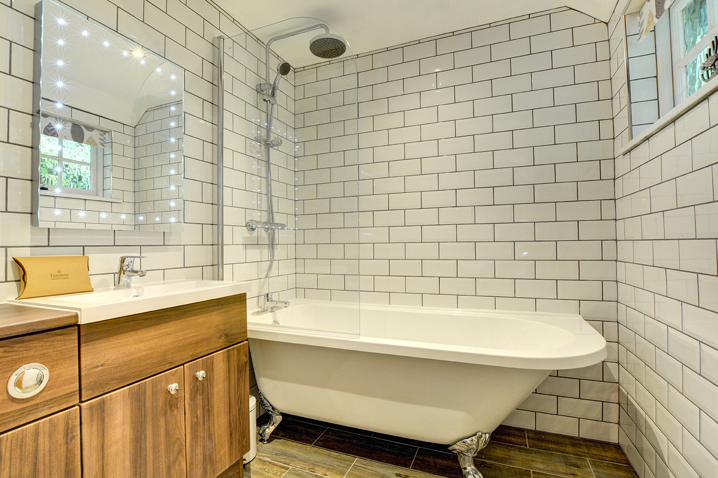 The luxury bathroom of The Linney self catering cottage converted barn at Penrose Burden holiday cottages in Cornwall.jpg