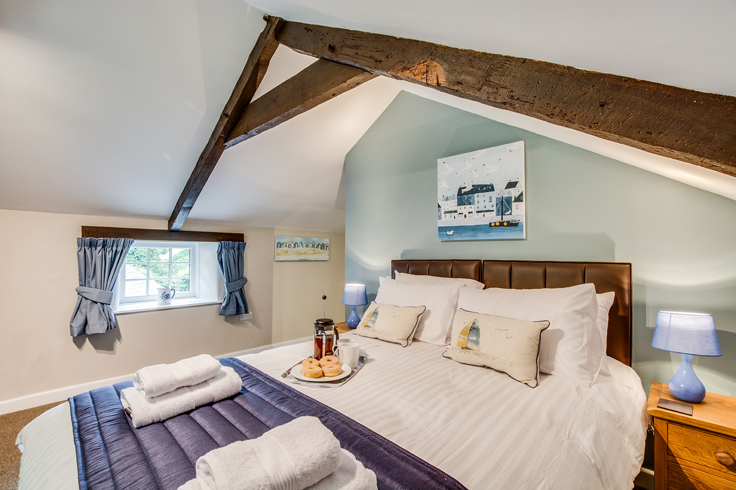 Double bedroom 2 of Troutstream luxury self catering converted barn holiday cottage at Penrose Burden in North Cornwall 01.jpg