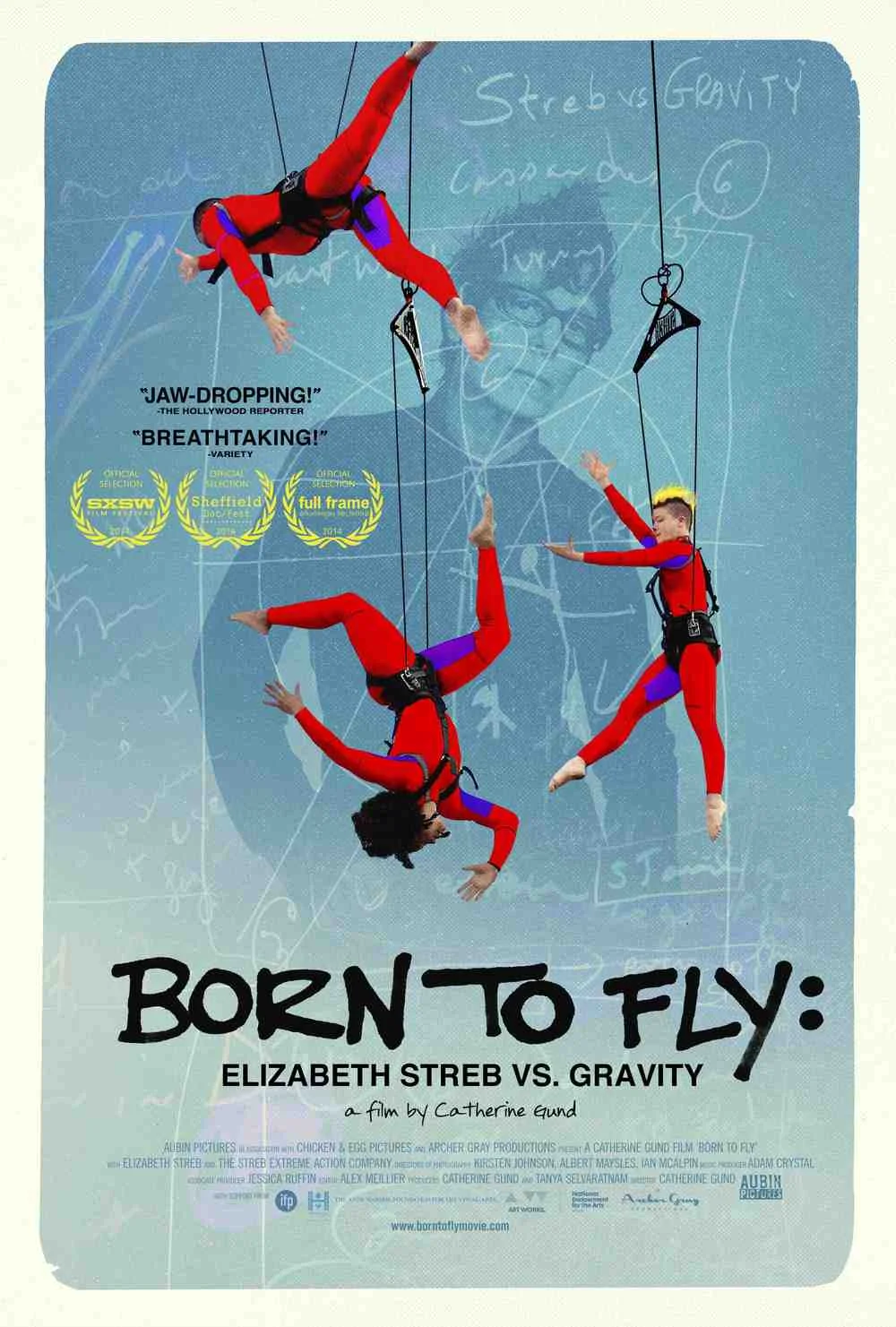 BORN TO FLY: ELIZABETH STREB VS. GRAVITY poster, dimensions 24 x 36, $20 Revealing the passions behind the dancers’ bruises and broken noses, BORN TO FLY offers a breathtaking tale about the necessity of art, inspiring audiences hungry for a more tactile and fierce existence. Learn more: borntoflymovie.com . Ships via USPS in 2 to 9 business days.