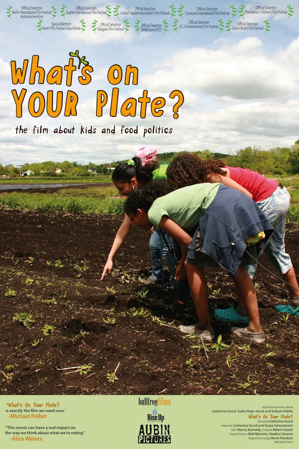WHAT'S ON YOUR PLATE? poster, dimensions 26 x 39, $9.95 The project provides resources for kids, parents, families, communities, educators, and sustainability and healthy eating activists through games and recipes in print and online, outreach partners, community networks. Great for your screening party! Learn more: w hatsonyourplateproject.org . Ships via USPS in 2 to 9 business days.