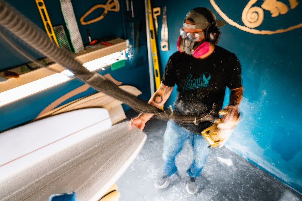 Tyler Locus surfboard shaping in Santa Cruz, CA
