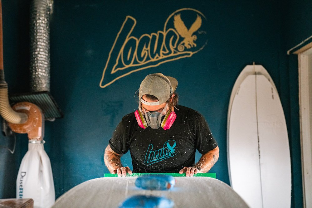 Tyler Locus surfboard shaping in Santa Cruz, CA