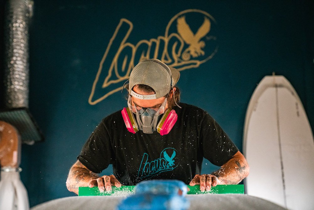 Tyler Locus surfboard shaping in Santa Cruz, CA