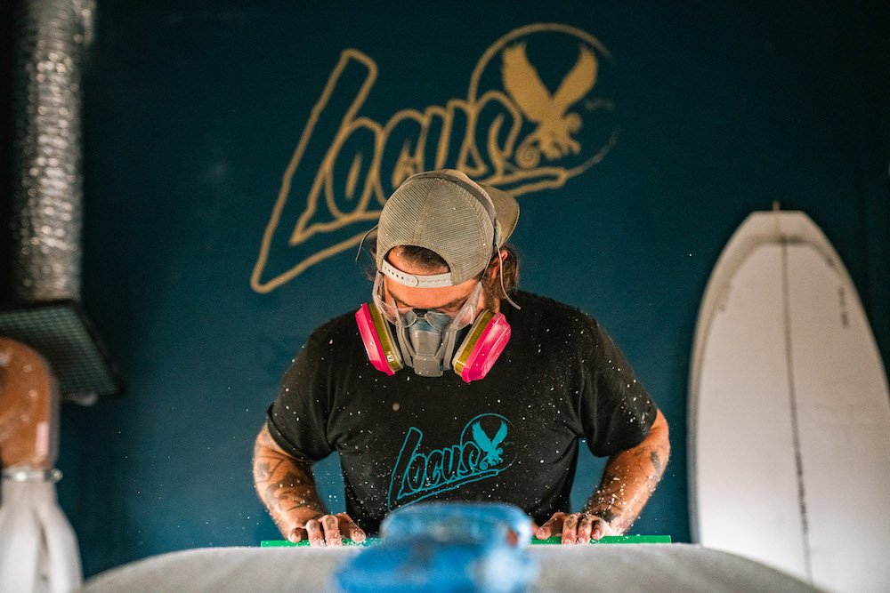 Tyler Locus surfboard shaping in Santa Cruz, CA