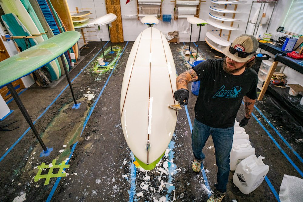 Tyler Locus surfboard shaping in Santa Cruz, CA