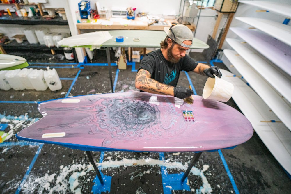 Tyler Locus surfboard shaping in Santa Cruz, CA
