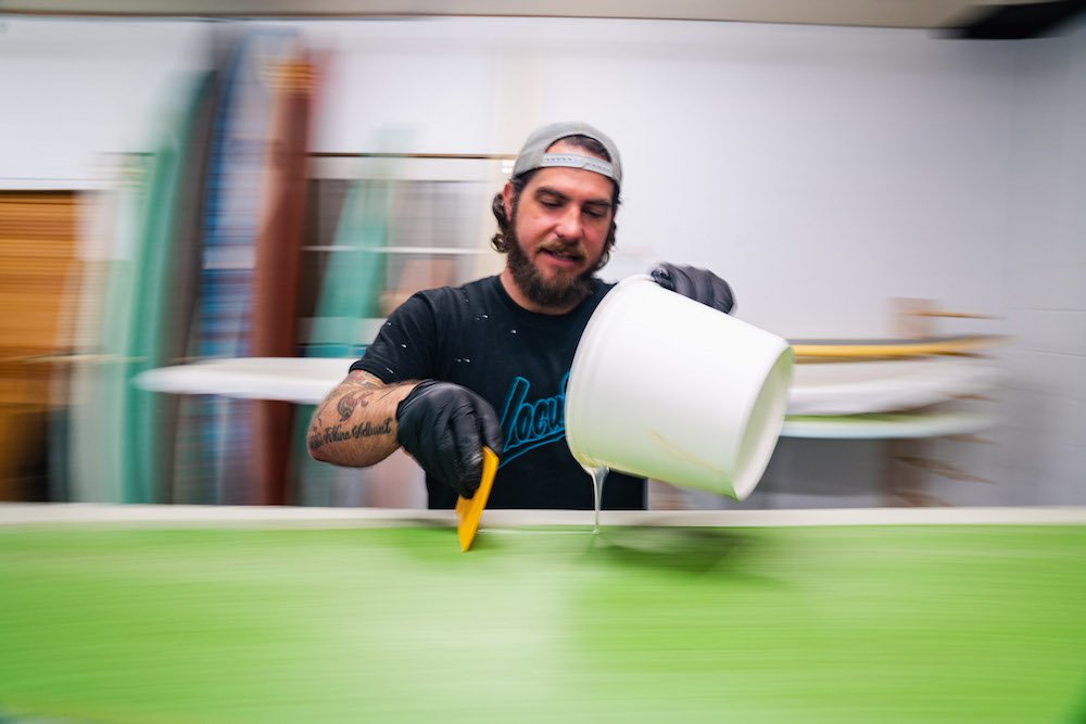 Tyler Locus surfboard shaping in Santa Cruz, CA